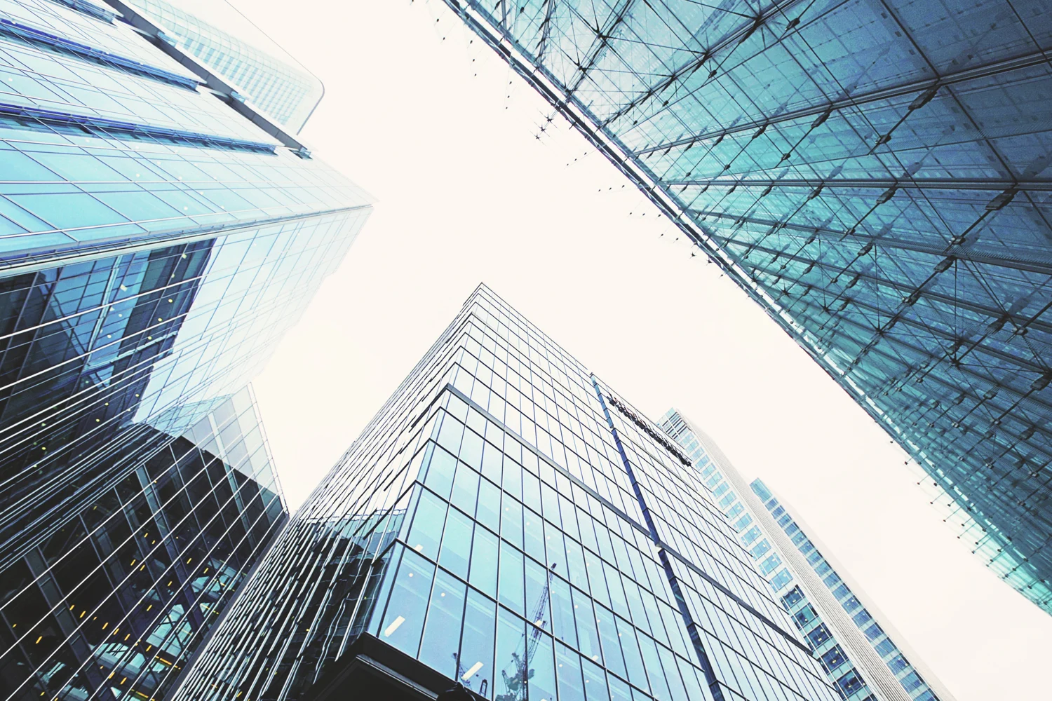 Modern city architecture viewed from below